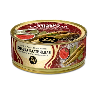 Килька балтийская обжаренная в томатном соусе, Золотистая рыбка, ГОСТ, 240 г